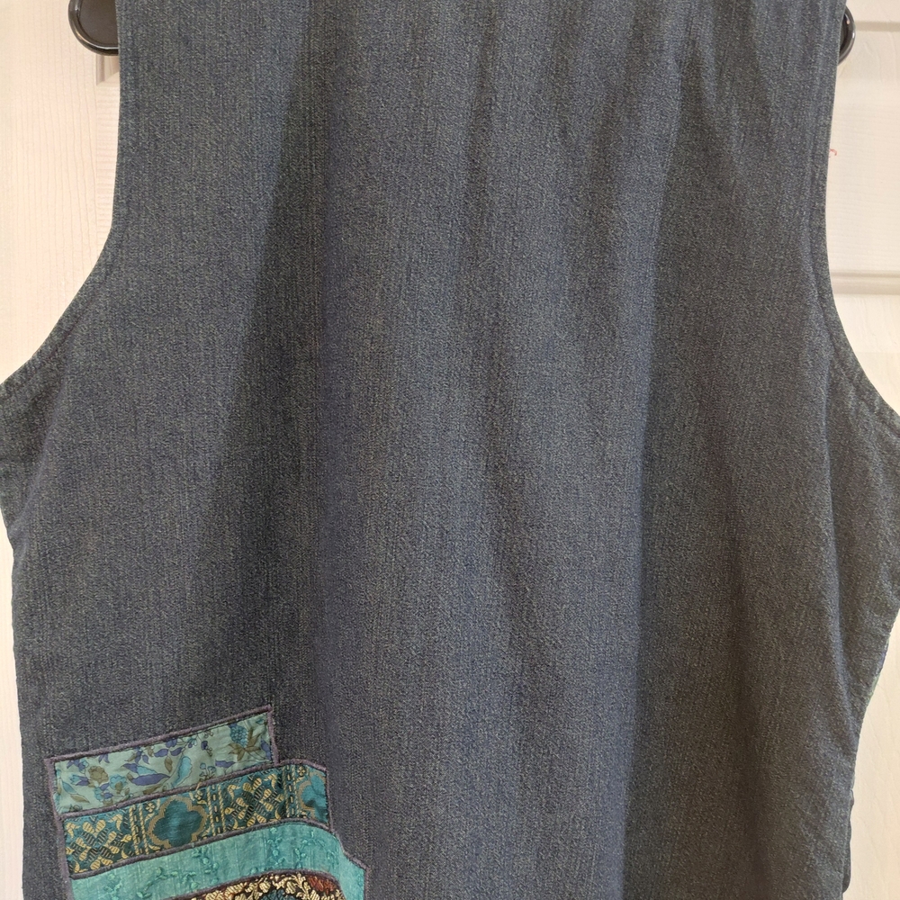 Patchwork Denim Vest - Multicolor - image 9